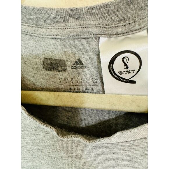 Adidas FIFA World Cup 2022 Men's Size L Marled Gray Short Sleeve Soccer Tee - Picture 2 of 4
